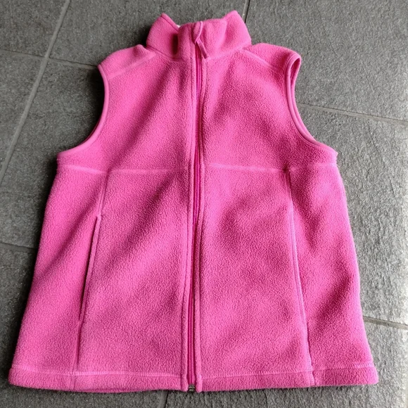 •L.L. Bean Child Vest Bright Pink Fleece Full Zip Sleeveless Jackets No Size Tag - Picture 2 of 16